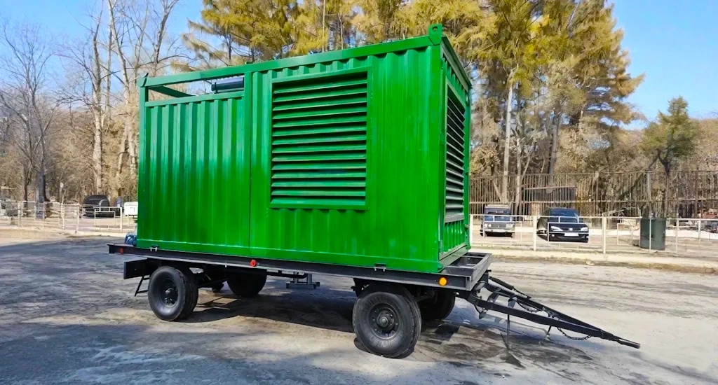 Передвижная контейнерная электростанция мощность 400 кВт на прицепе Передвижная контейнерная ДГУ мощность 400 кВт на прицепе